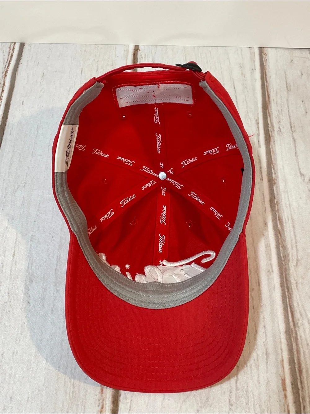 Titleist FJ Pro V1 Red Baseball Cap White Embroidered Script Logo Golf Hat